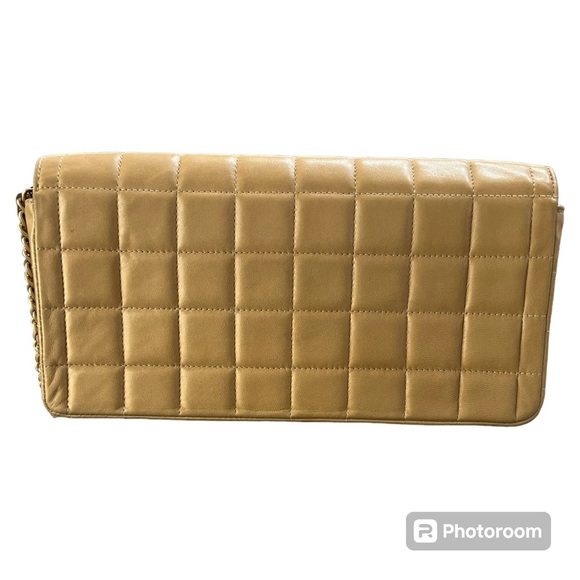 Vintage authentic CHANEL shoulder clutch bag square quilted lamb skin & gold - Picture 7 of 16